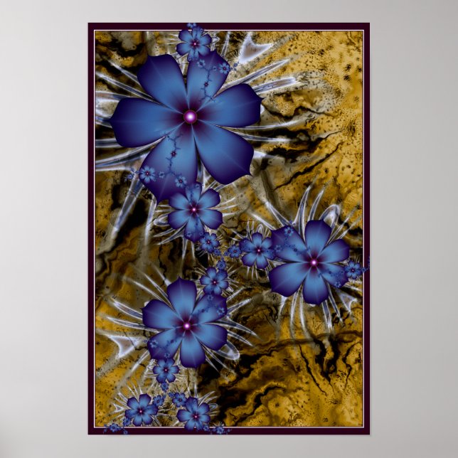 Purple Flowers Fractal Poster (Front)