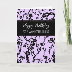 Purple Flowers Friend Birthday Card