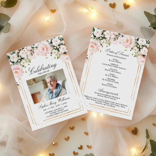 Purple Flowers Funeral Order of Service  Programme