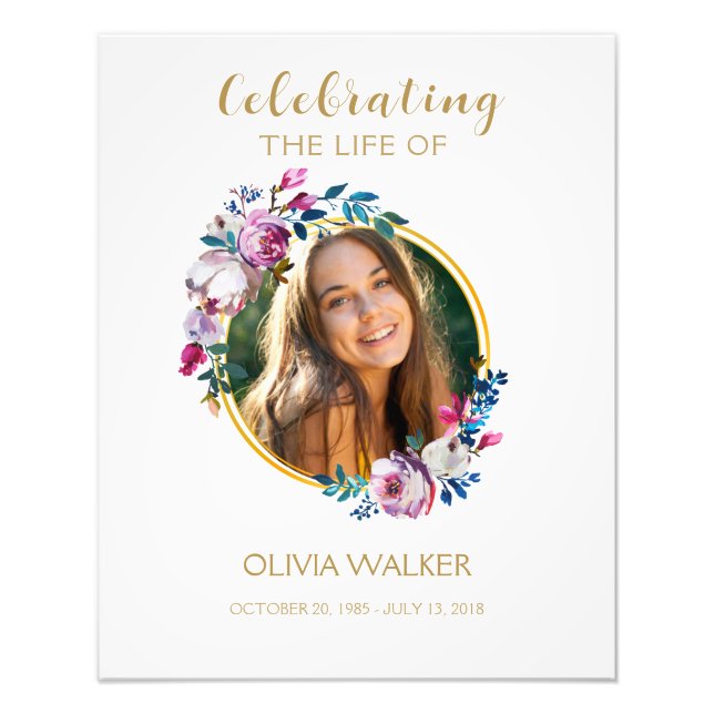 Purple Flowers Funeral Welcome Sign (Front)