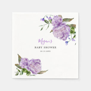Purple Flowers Garden Baby Shower Napkin