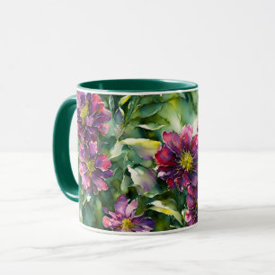 Purple Flowers Garden Floral Art Mug Cup