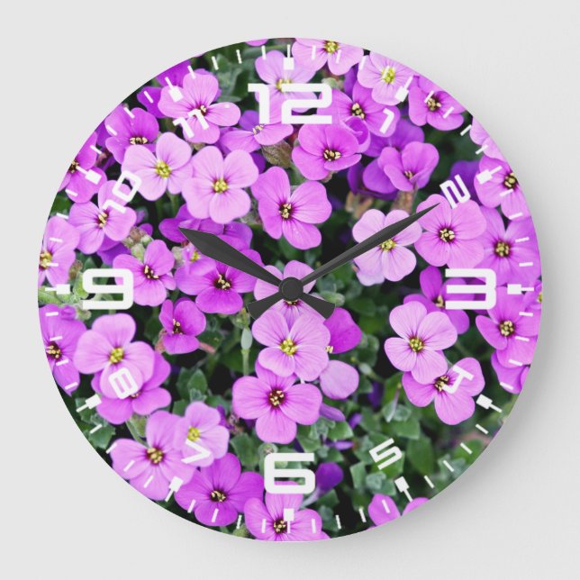 Purple Flowers Garden  Large Clock (Front)