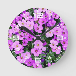 Purple Flowers Garden  Round Clock