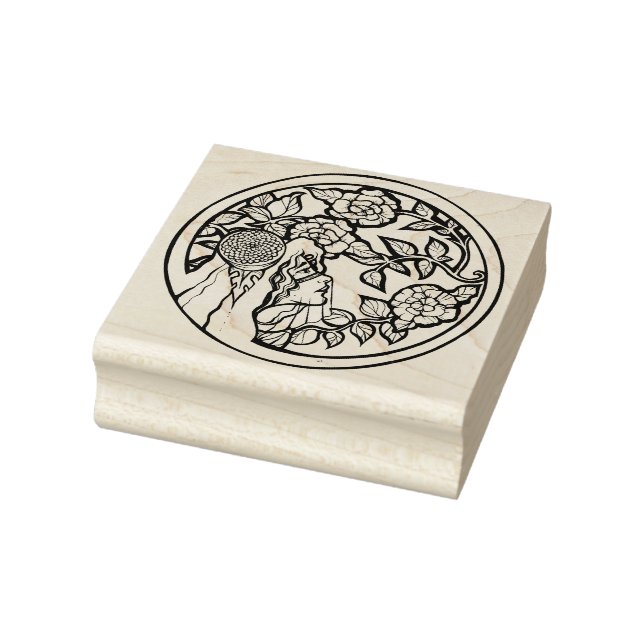 Purple Flowers Goddess Rubber Stamp (Stamp)