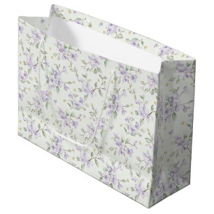 Purple Flowers Gold Stars Moons Baby Shower Large Gift Bag