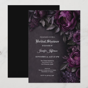 Purple Flowers Gothic Bridal Shower invitation