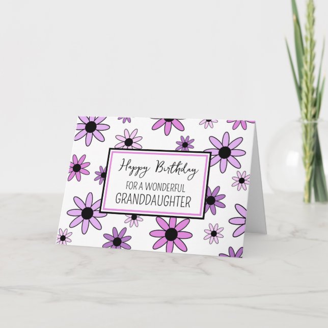 Purple Flowers Granddaughter Birthday Card (Front)