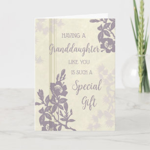 Purple Flowers Granddaughter Birthday Card