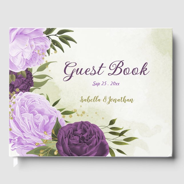 purple flowers green leaves  guest book (Front)