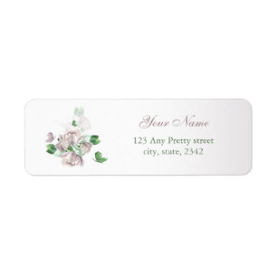 purple flowers green leaves return address label