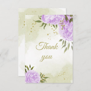 purple flowers greenery botanical thank you card