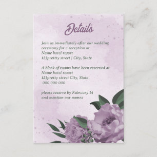 purple flowers greenery botanical wedding enclosure card