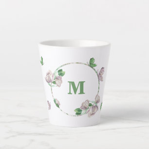 purple flowers greenery butterflies  latte mug