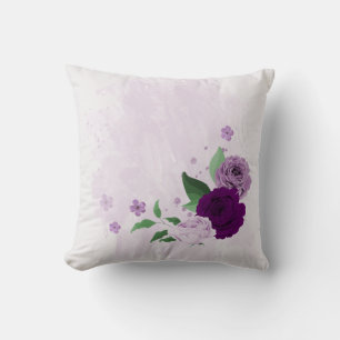 purple flowers greenery cushion