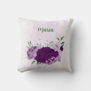  purple flowers greenery  cushion