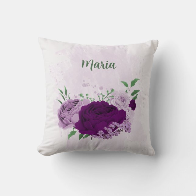  purple flowers greenery  cushion (Front)