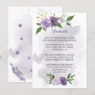 purple flowers greenery details enclosure card