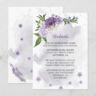 purple flowers greenery details enclosure card