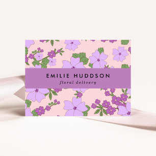 Purple Flowers, Greenery, Florist, Flower Shop Business Card