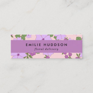 Purple Flowers, Greenery, Florist, Flower Shop Mini Business Card