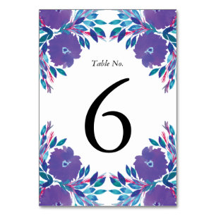 Purple Flowers Handpainted Table Number