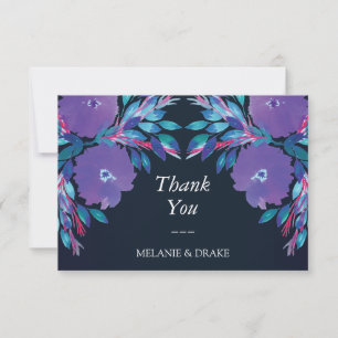Purple Flowers Handpainted Thank You Card