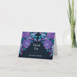 Purple Flowers Handpainted Thank You Card