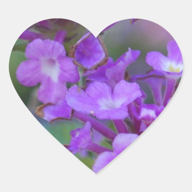 Purple Flowers Heart Sticker (Front)
