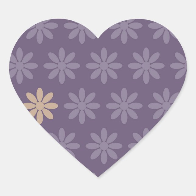 Purple Flowers Heart Sticker (Front)