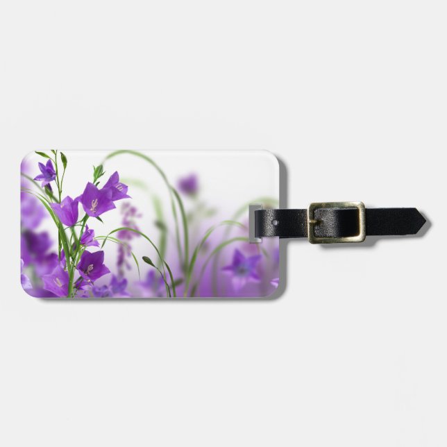 Purple Flowers Horizontal Luggage Tag (Front Horizontal)