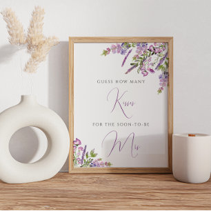 Purple Flowers How Many Kisses Sign