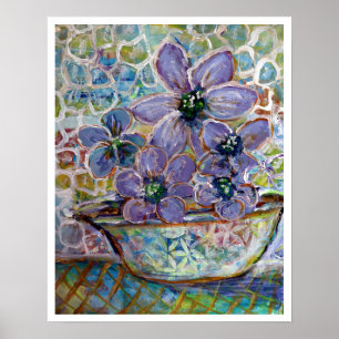 Purple Flowers in a Bowl Impressionism Print