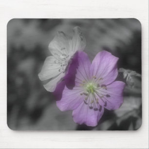 Purple Flowers In Black And White Mousepad