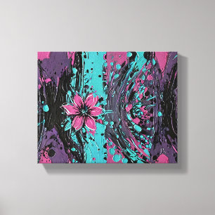 Purple Flowers in Dynamic Background, Urban Style Canvas Print