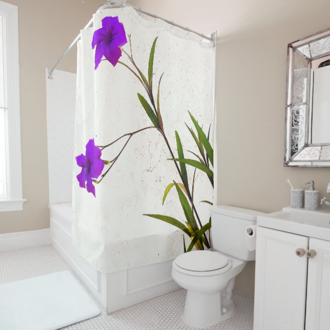 Purple Flowers in the Breeze Shower Curtain (In Situ)