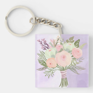 Purple Flowers Key Ring