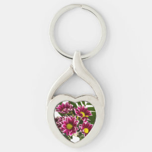 Purple flowers key ring
