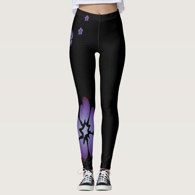 Purple Flowers Leggings (Front)