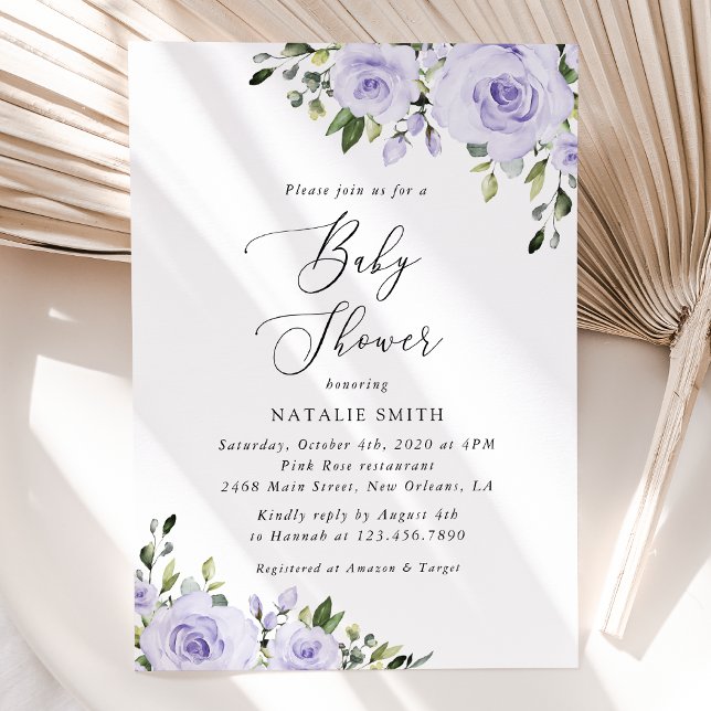Purple Flowers, Lilac Flowers, Boho, Baby Shower Invitation (Creator Uploaded)