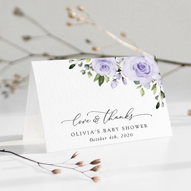 Purple Flowers, Lilac Flowers, Boho, Baby Shower Thank You Card (Creator Uploaded)