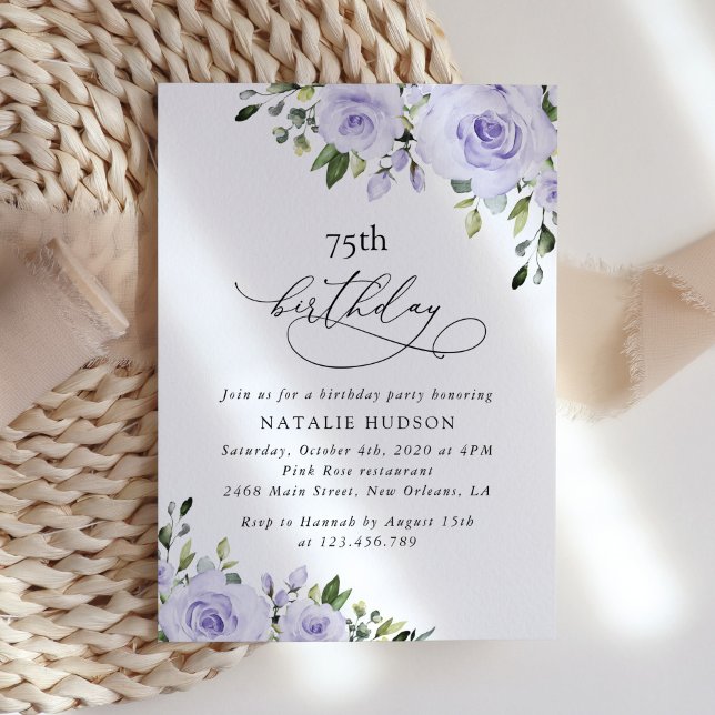 Purple Flowers, Lilac Flowers, Boho, Birthday Invitation (Creator Uploaded)