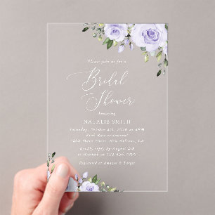 Purple Flowers, Lilac Flowers, Boho, Bridal Shower Acrylic Invitations