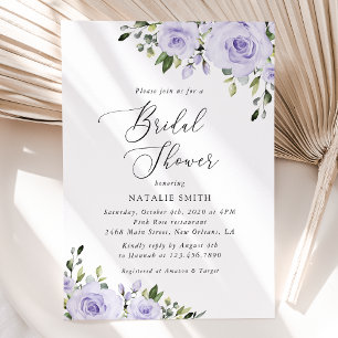 Purple Flowers, Lilac Flowers, Boho, Bridal Shower Invitation