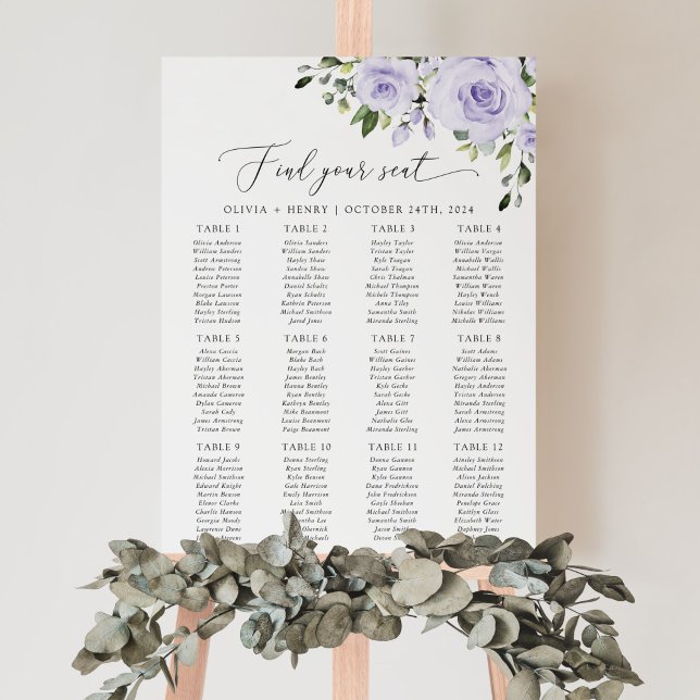 Purple Flowers, Lilac Flowers, Boho, Seating Chart (Creator Uploaded)