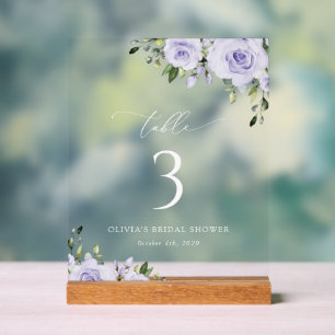 Purple Flowers, Lilac Flowers, Boho, Table Numbers Acrylic Sign