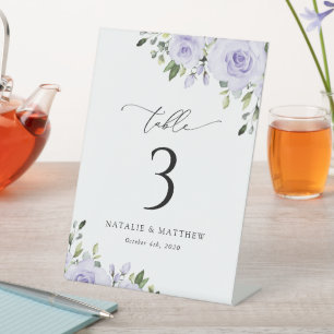 Purple Flowers, Lilac Flowers, Boho, Table Numbers Pedestal Sign