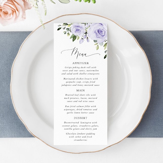 Purple Flowers, Lilac Flowers, Bridal Shower Menu (Creator Uploaded)