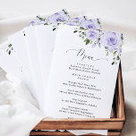 Purple Flowers, Lilac Flowers, Bridal Shower Menu<br><div class="desc">Add a personal touch to your bridal shower celebration with these stylish and memorable party items! Design features purple watercolor flowers and greenery on white background.</div>