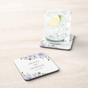 Purple Flowers, Lilac Flowers, Floral Wedding Coaster